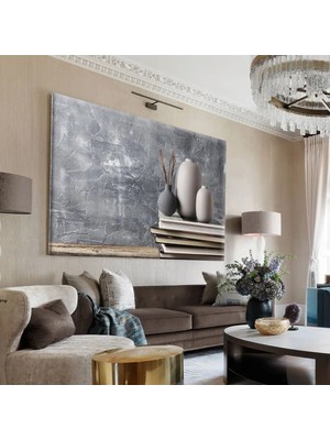 Harikabirev|gri Mermer Desenli Dekor Vazo Tablosu|tekli Çerçevesiz Yatay Kanvas Tablo