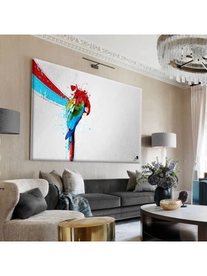 Harikabirev Hari?kabi?rev|kirmizi-Yeşi?l-Mavi? Kuş Desenli? Tablo |tekli? Çerçevesi?z Yatay Kanvas Tablo