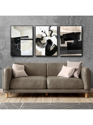 Harikabirev Şık Modern Tablo |3lü Dikey Çerçevesiz Kanvas Tablo Çsdkyknvs