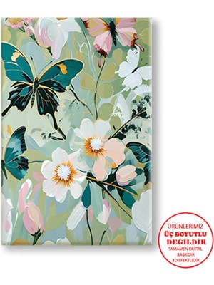 Harikabirev Kanvas-Duvar-Salon Tablosu Yağlı Boya Efektli Floral Esinti |tekli Dikey Çerçevesiz Tablo