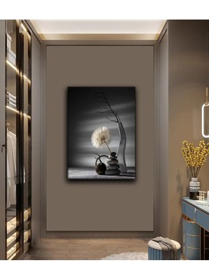 Harikabirev|siyah-Beyaz Mum Tablosu|tekli Çerçevesiz Dikey Kanvas Tablo