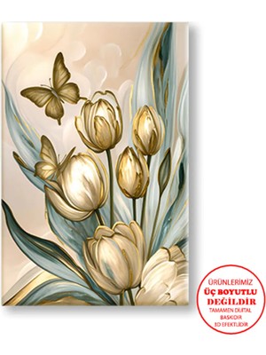 Harikabirev Kanvas-Duvar-Salon Tablosu Yağlı Boya Efektli Sarı Çiçek 05|tekli Dikey Çerçevesiz Tablo