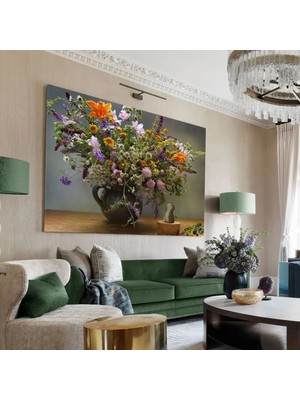 Harikabirev|vazolu Çiçek Demeti Tablosu 2 |tekli Çerçevesiz Kanvas Tablo