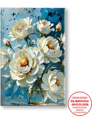 Harikabirev Kanvas-Duvar-Salon Tablosu Yağlı Boya Efektli Mv-Sr Çiçek 05|tekli Dikey Çerçevesiz Tablo