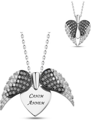 PremiumPort 925 Ayar Gümüş Melek Yazılı Anne Kolye, Zarif Hediye