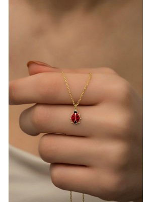 PremiumPort 925 Ayar Gümüş Minik Uğur Böceği Kolye, Zarif ve Şık Tasarım