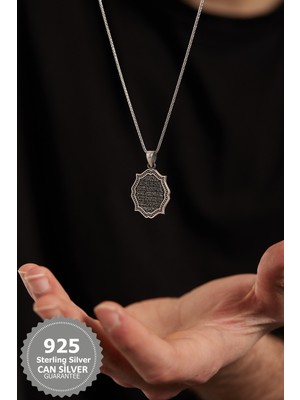 PremiumPort 925 Ayar Gümüş Erkek Kolye, Ayet-El Kürsi Dua Işlemeli Tasarım