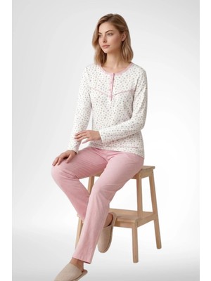 Mecit Pijama Mecit 6361 Pembe %100 Pamuk Büyük Beden Kadın Pijama Takımı