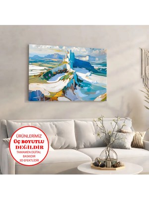 Harikabirev Kanvas-Duvar-Salon Tablosu Yağlı Boya Efektli Manzara Art|tekli Yatay Çerçevesiz