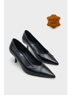 Capone Outfitters Brianne Orta Topuklu Bantlı Yılan Baskılı Hakiki Deri Astarlı Stiletto