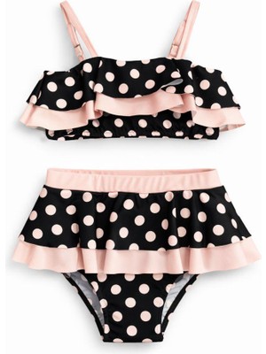 Nur Bebe Kids Puantiye Desenli Kız Çocuk Bikini Takımı