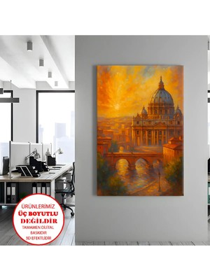 Harikabirev Kanvas-Duvar-Salon Tablosu Yağlı Boya Roma San Pıetro | Dikey Çerçevesiz Kanvas Tablo