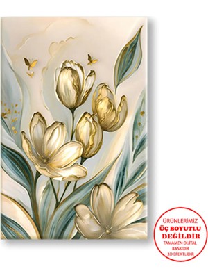 Harikabirev Kanvas-Duvar-Salon Tablosu Yağlı Boya Efektli Sarı Manolya 01|tekli Dikey Çerçevesiz Tablo