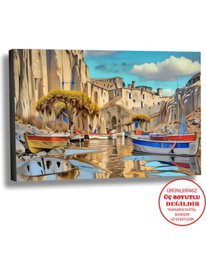 Harikabirev Kanvas-Duvar-Salon Tablosu Yağlı Boya Efektli Manzara Venedik 2 Art|tekli Yatay Çerçevesiz