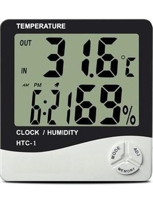 TeknoKapsül Bebek Odası Masaüstü Dijital Termometre Nem Ölçer Higrometre Saat