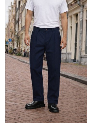 Damga Erkek Günlük Basic Pamuklu Lacivert Kumaş Pantolon