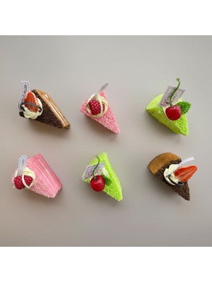 Vitrin Accessories Gerçekçi Üçgen Mini Pasta Dilimi Magnet Seti Mutfak, Buzdolabı, Ofis ve Hediye Için Şık Dekoratif Ürün 3 Adet