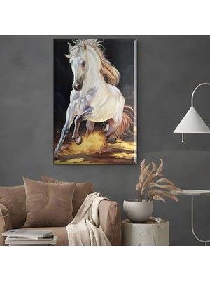Harikabirev|şık At Tablosu 34 |çerçevesiz Kanvas Tablo
