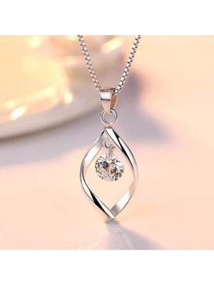 PremiumPort 925 Ayar Gümüş Kadın Moda Kristal Zirkon Retro Kolye