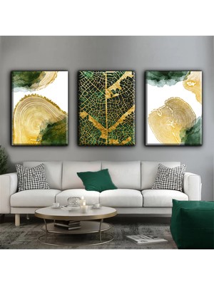Harikabirev Modern Bitki Desenli Tablo 01 |3lü Dikey Çerçevesiz Kanvas Tablo Çsdkyknvs