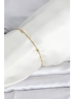 Vice Avm cm 14K Gold Renk Burgu Topçuk Model Kadın Bileklik (VICE/1395)