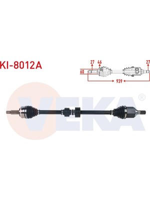 Otoco Kıa Ceed 1.6 Crdı A-T 2006-2012 Komple Aks Sağ Ön Uzunluk 939MM Absli 46 Dış 49500-1H111