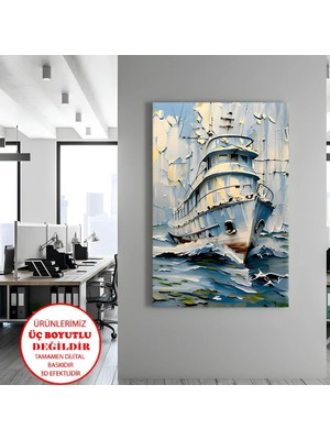 Harikabirev Kanvas-Duvar-Salon Tablosu Dalga Tekne | Dikey Çerçevesiz Kanvas Tablo