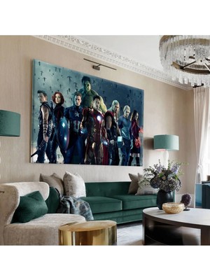 Harikabirev|marvel Kahramanlari Tablo 8 |tekli Çerçevesiz Yatay Kanvas Tablo