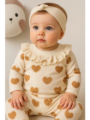 LTG Nova Baskılı Fisto Yaka 3 Parça Kız Bebek Takımı Pamuk