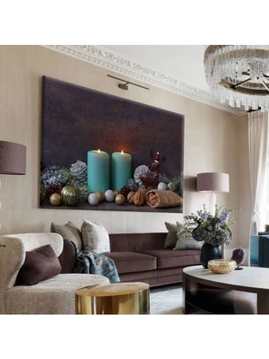 Harikabirev|çok Renklisüsler ve Mum Tablosu 4 |tekli Çerçevesiz Yatay Kanvas Tablo