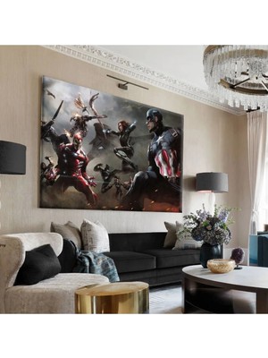 Harikabirev|marvel Kahramanlari Tablo 1 |tekli Çerçevesiz Yatay Kanvas Tablo