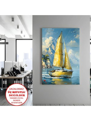 Harikabirev Kanvas-Duvar-Salon Tablosu Altın Tekne| Dikey Çerçevesiz Kanvas Tablo