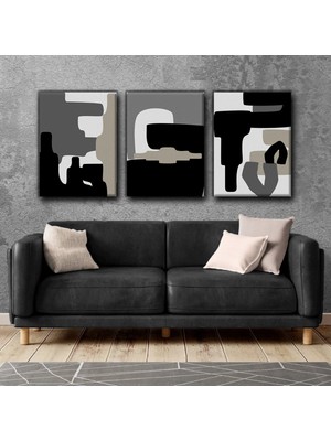 Harikabirev Soyut Şık Modern Tablo |3lü Dikey Çerçevesiz Kanvas Tablo Çsdkyknvs