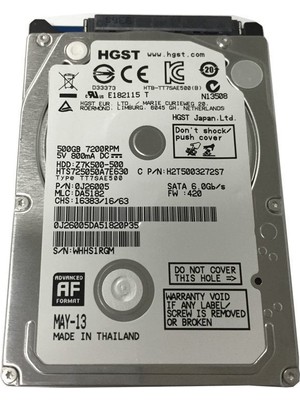500GB Hgst  2,5'' Notebook Harddisk Yenilenmiş