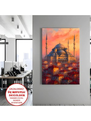 Harikabirev Kanvas-Duvar-Salon Tablosu Yağlı Boya Istanbul Ayasofya | Dikey Çerçevesiz Kanvas Tablo