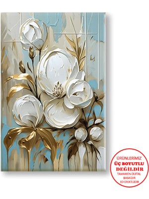 Harikabirev Kanvas-Duvar-Salon Tablosu Yağlı Boya Efektli Manolya Syt-1|tekli Dikey Çerçevesiz Tablo