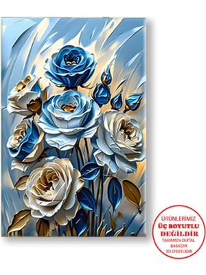 Harikabirev Kanvas-Duvar-Salon Tablosu Yağlı Boya Efektli Mv-Sr Çiçek 04|tekli Dikey Çerçevesiz Tablo