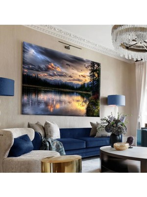 Harikabirev Hari?kabi?rev|mavi?-Gri?-Sari Göl Manzarasi Modeli? |tekli? Çerçevesi?z Yatay Kanvas Tablo