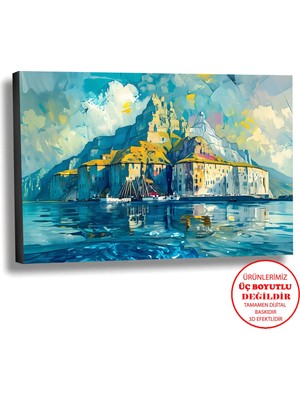 Harikabirev Kanvas-Duvar-Salon Tablosu Yağlı Boya Efektli Manzara Kuzey Denizi 2 Art|tekli Yatay Çerçevesiz