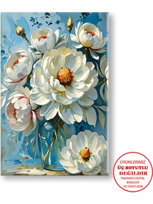 Harikabirev Kanvas-Duvar-Salon Tablosu Yağlı Boya Efektli Mv-Sr Çiçek 07|tekli Dikey Çerçevesiz Tablo