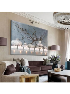 Harikabirev Hari?kabi?rev|sari-Gri? Mum Detayli Tablo 1 |tekli? Çerçevesi?z Yatay Kanvas Tablo