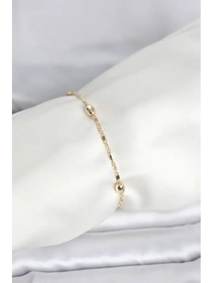 Vice Avm cm 14K Gold Renk Damla Topçuk Model Kadın Bileklik (VICE/1395)