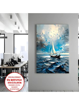 Harikabirev Kanvas-Duvar-Salon Tablosu Ufuk Tekne | Dikey Çerçevesiz Kanvas Tablo