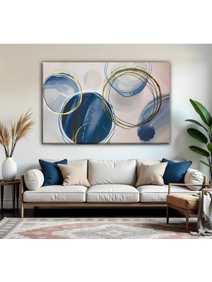 Harikabirev | Mavigri Soyut Desenlimodel 01 | Tekli Yatay Kanvas Tablo