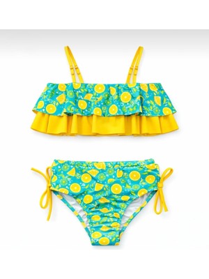 Limon Desenli Kız Çocuk Bikini Takımı