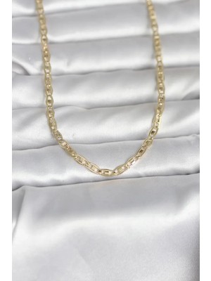 Vice Avm cm 14K Gold Renk Lazer Kesim Zincirli Model 60 cm Kadın Kolye (VICE/1395)