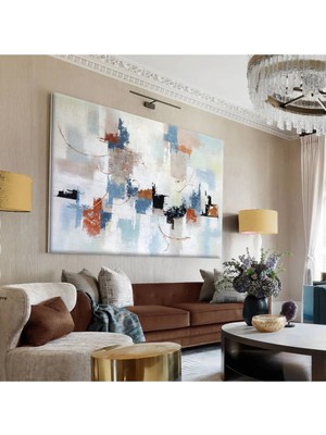 Harikabirev|beyaz-Kırmızı Soyut Desenli Tablo |tekli Çerçevesiz Yatay Kanvas Tablo