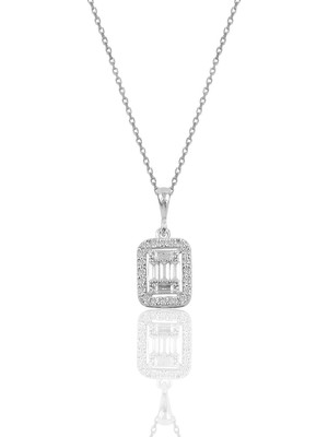 PremiumPort Gümüş Rodyumlu Zarif Taşlı Kolye, Şıklığa Şıklık Katın