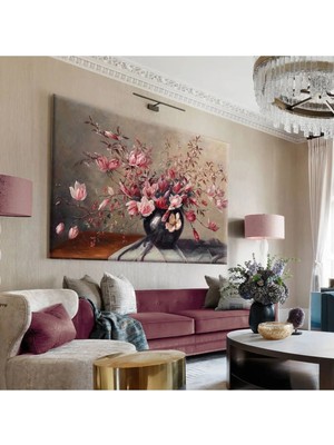 Harikabirev Hari?kabi?rev|kahverengi?- Pembe Saksida Çi?çek Tablosu |tekli? Çerçevesi?z Yatay Kanvas Tablo