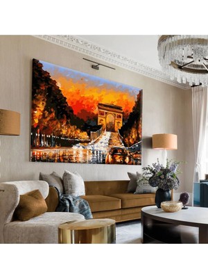 Harikabirev Hari?kabi?rev|turuncu-Kirmizi-Si?yah Köprü Yolu Tablosu|tekli? Çerçevesi?z Yatay Kanvas Tablo